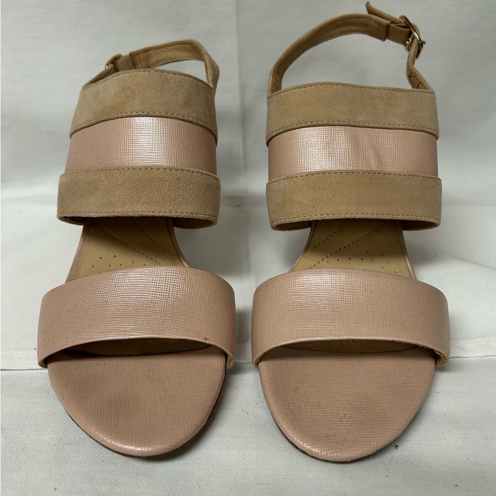 Clarks Laureti Joy Cream Suede Heels